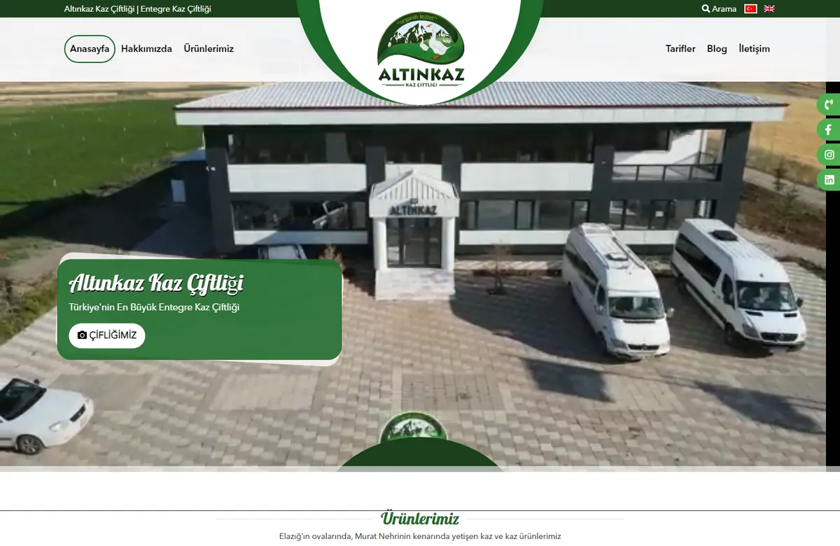 Vorschau des Website-Designs für Altınkaz Kaz Çiftliği