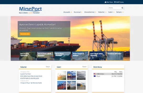 Vorschau des Website-Designs für Mineport Lojistik