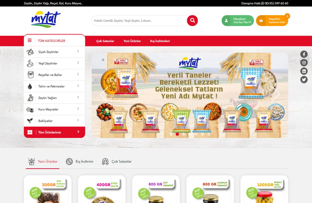 Vorschau des Website-Designs für Mytat Gıda