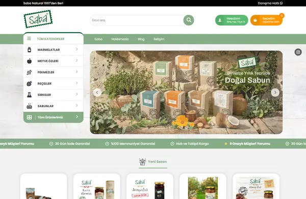 Vorschau des Website-Designs für Saba Natural